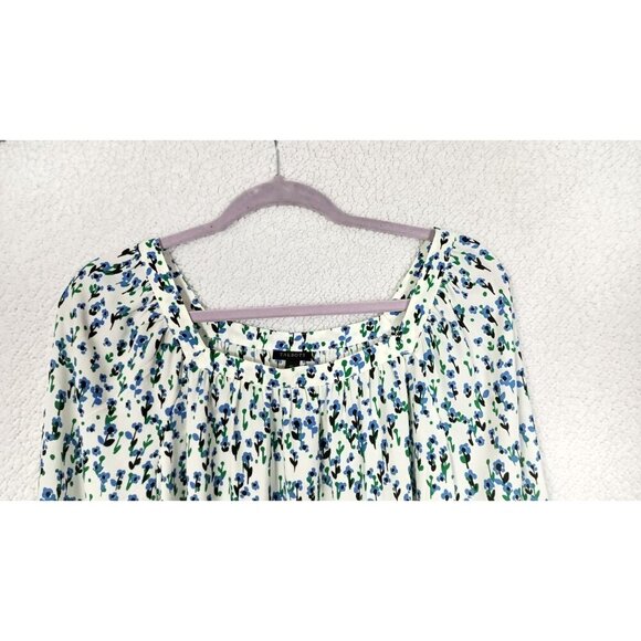 Talbots Womens M Blue Floral Spring Summer Blouse Lightweight Office Casual - Picture 3 of 9